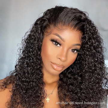Cheap Virgin Brazilian Cuticle Aligned Natural Remy Human Hair Kinky Curly Lace Front Human Hair Wig Pre Plucked For Black Women